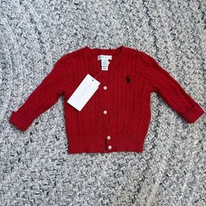 Polo by Ralph Lauren Red Kids Cable Knit Cardigan